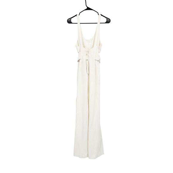 Jonathan Simkhai White Wide Leg Belted Crepe Side Slit Scoop Neck Jumpsuit 0 NWT - Picture 4 of 10